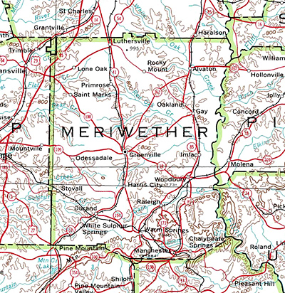 Meriwether County, Georgia, map